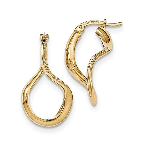 Details about   14K Yellow Gold Fancy Twisted Oval Hoop Earrings MSRP $337 
